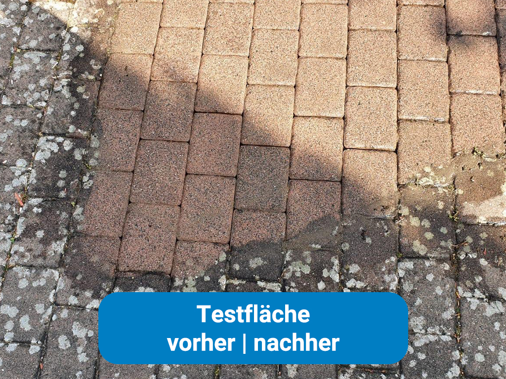 Pflasterreinigung Testfläche in Frankfurt